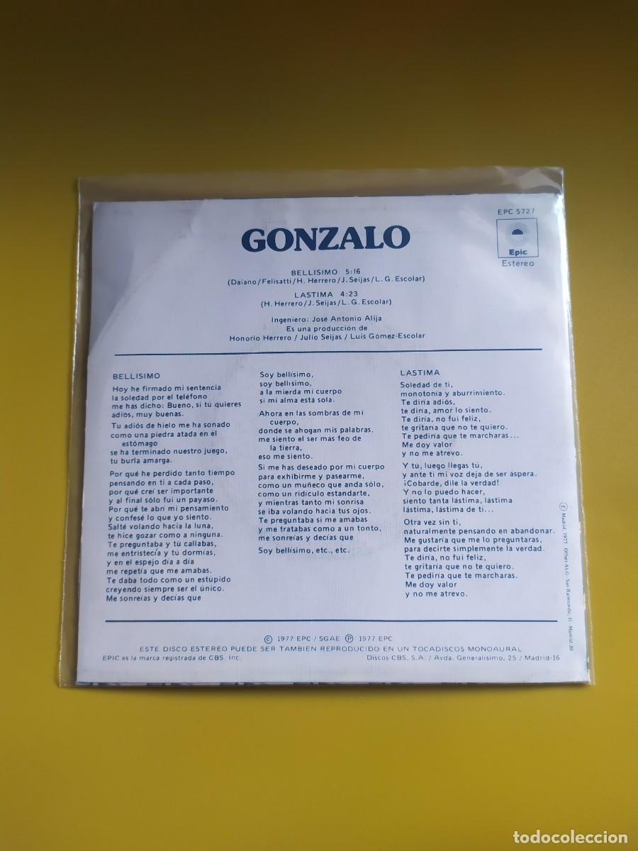 Discos de vinilo: Gonzalo - Bell&iacute;simo / L&aacute;stima 1977 - Foto 2