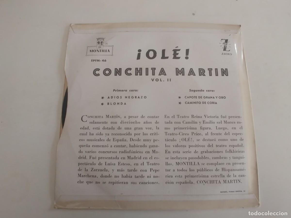 Discos de vinilo: CONCHITA MARTIN-EP ADIOS NEGRAZO +3 - Foto 2