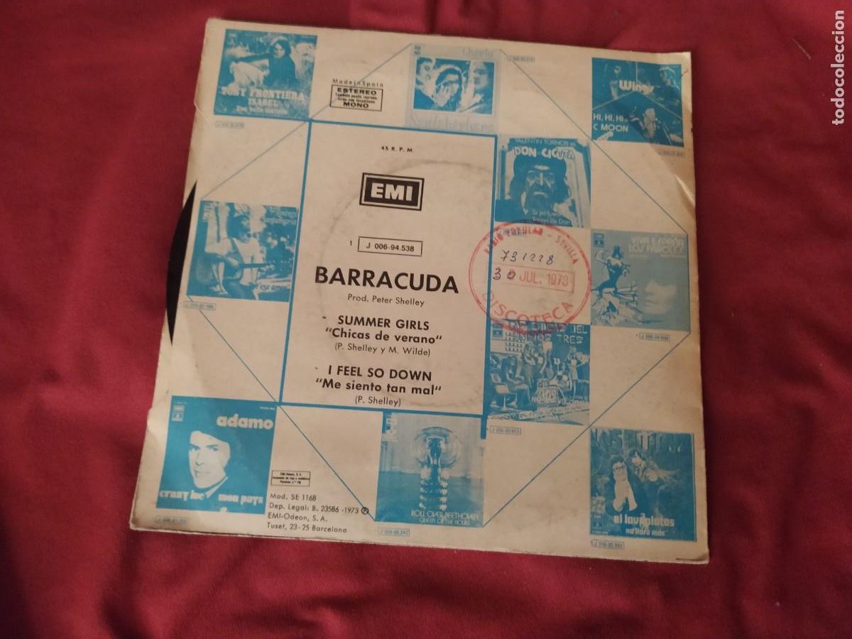 Discos de vinilo: BARRACUDA, single SUMMER GIRLS (EMI 1973, - Foto 2