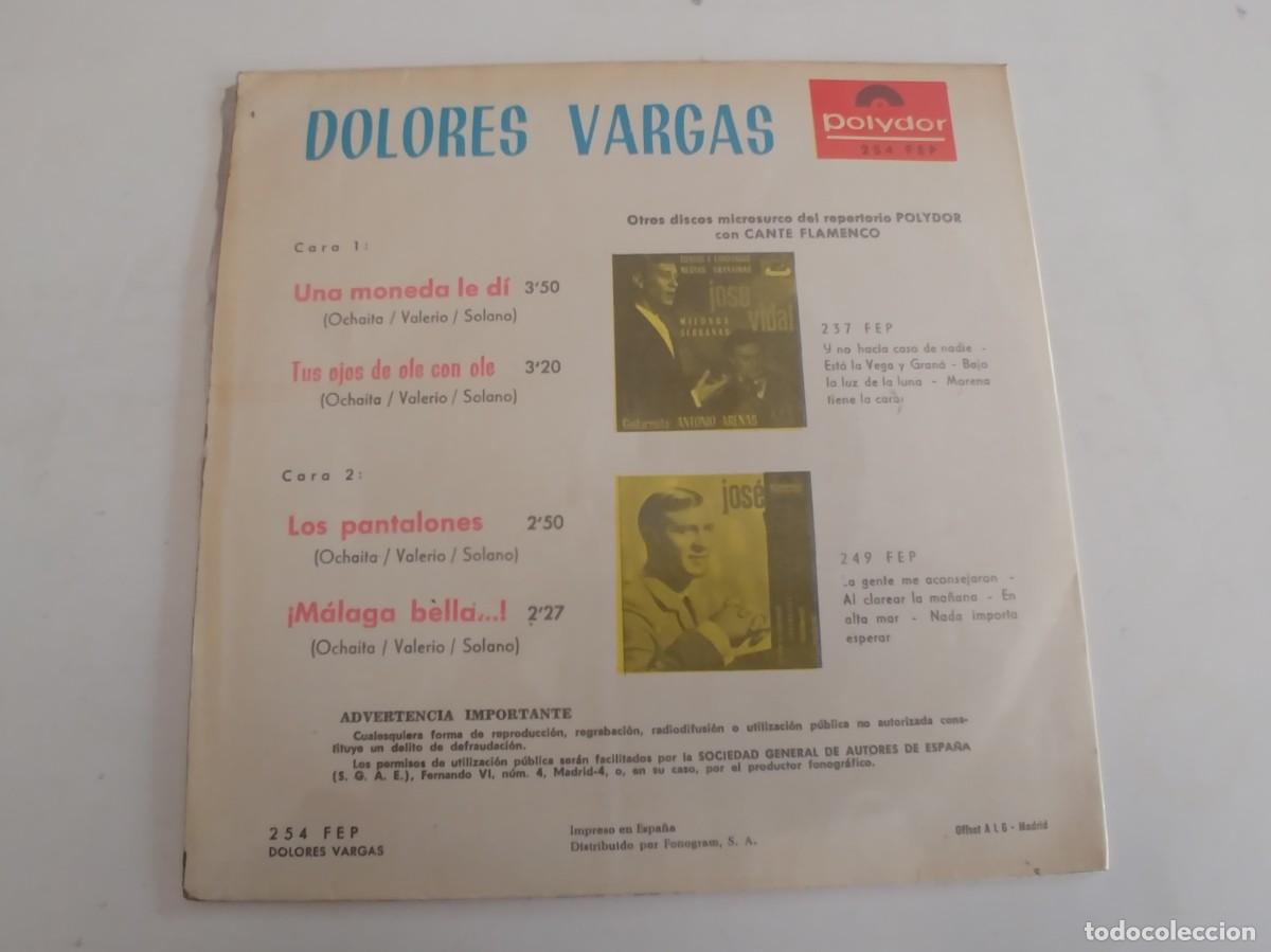 Discos de vinilo: DOLORES VARGAS-EP UNA MONEDA LE DI +3 - Foto 2