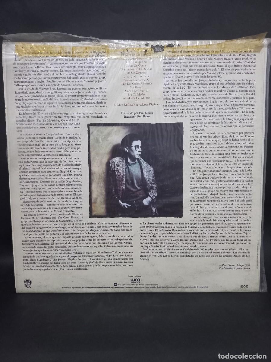 Discos de vinilo: PAUL SIMON - GRACELAND / 80040 - 1986 - Foto 2