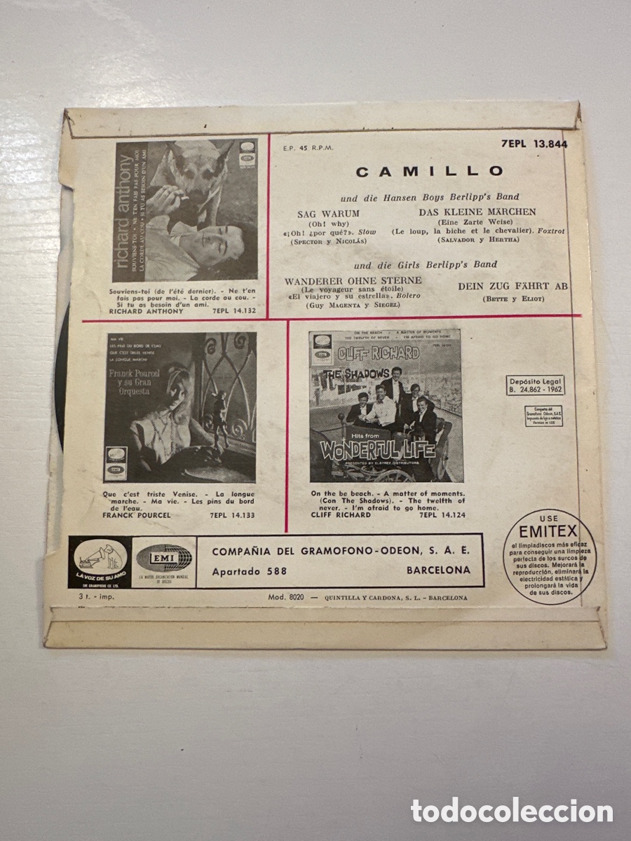Discos de vinilo: CAMILLO- SAG WARUM, LA VOZ DE SU AMO, 1962. - Foto 2