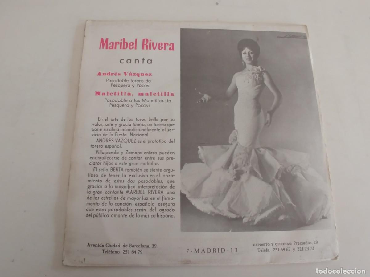Discos de vinilo: MARIBEL RIVERA-SINGLE ANDRES VAZQUEZ - Foto 2