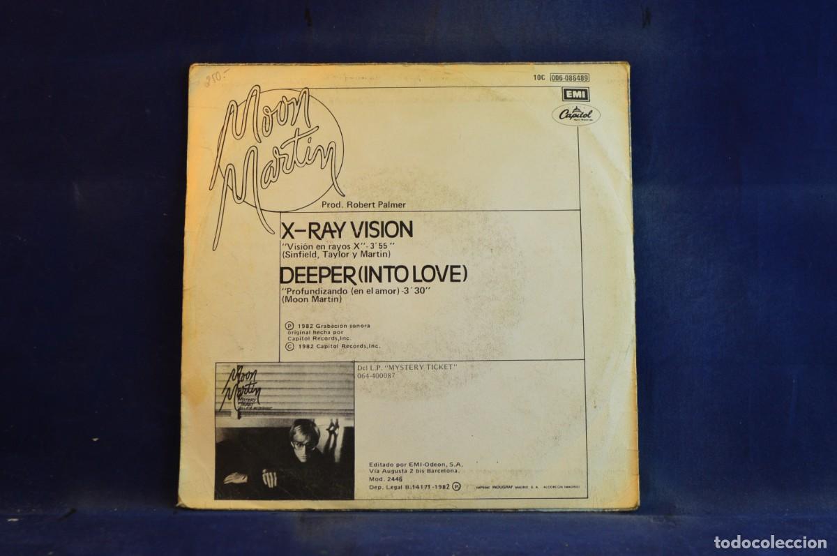 Discos de vinilo: MOON MARTIN - X-RAY VISION - DEEPER - SINGLE - Foto 2