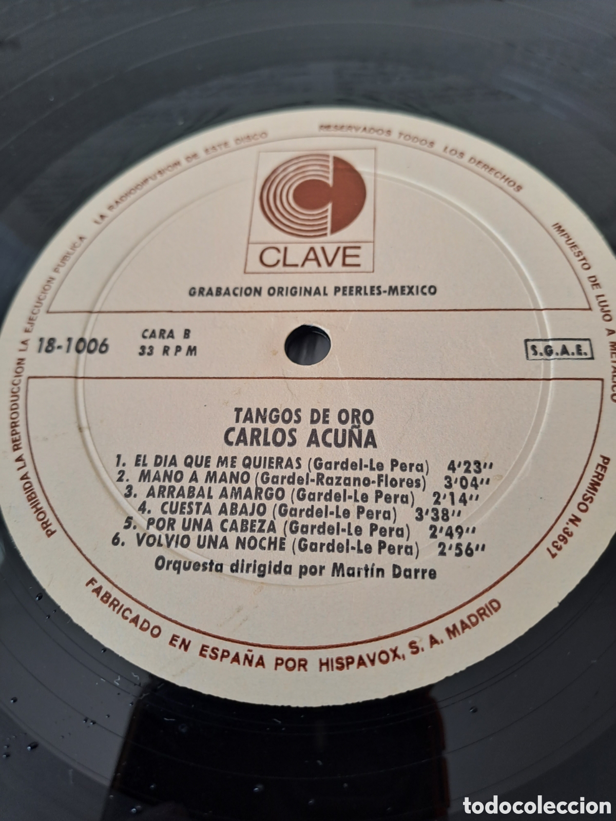 Discos de vinilo: CARLOS ACU&Ntilde;A. TANGOS DE ORO. CLAVE. B.2 - Foto 3