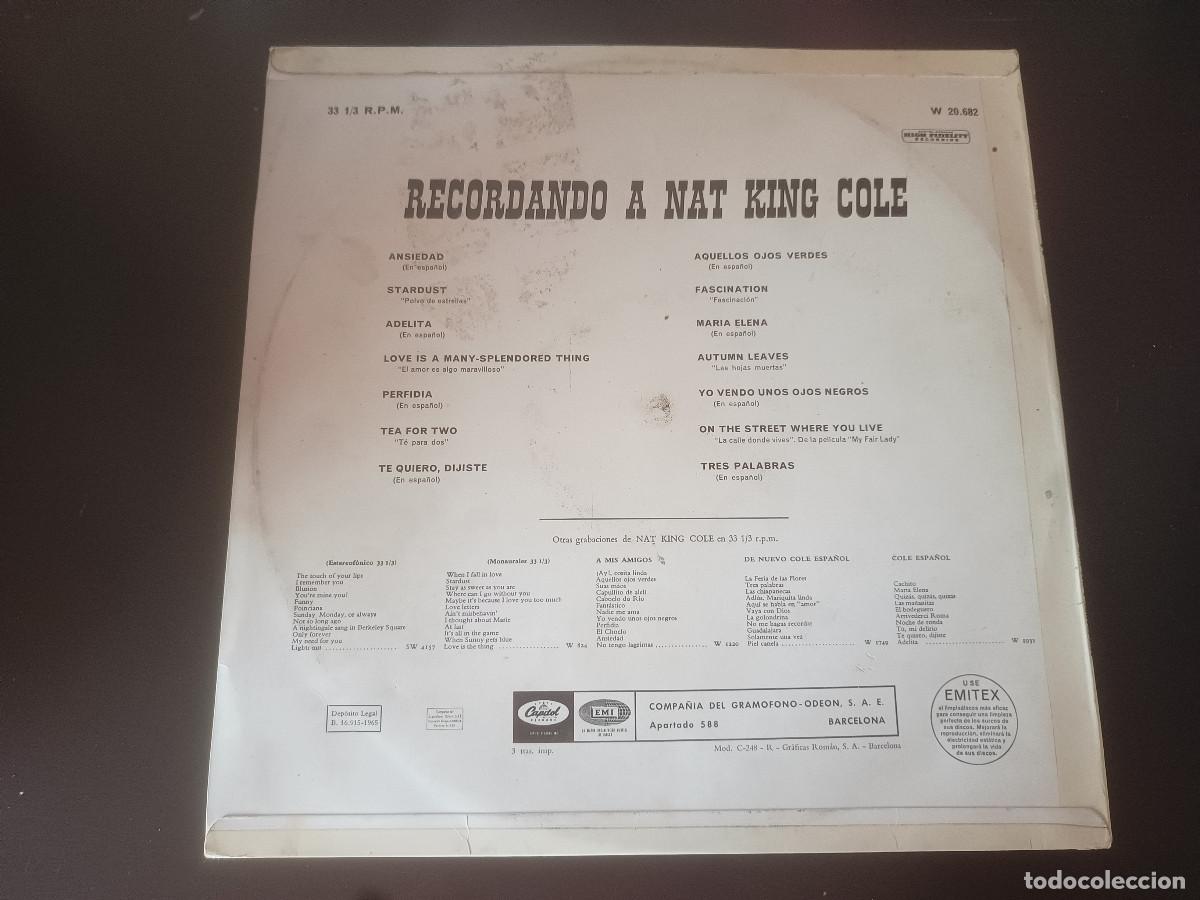 Discos de vinilo: Nat King Cole - Recordando a Nat King Cole - Foto 2