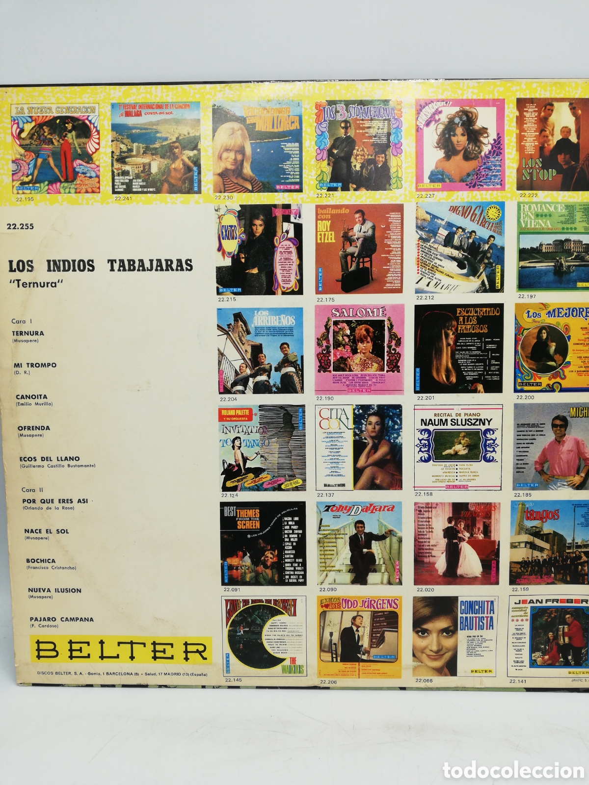 Discos de vinilo: Los Indios Tabajaras. Ternura. Sello Belter. - Foto 2