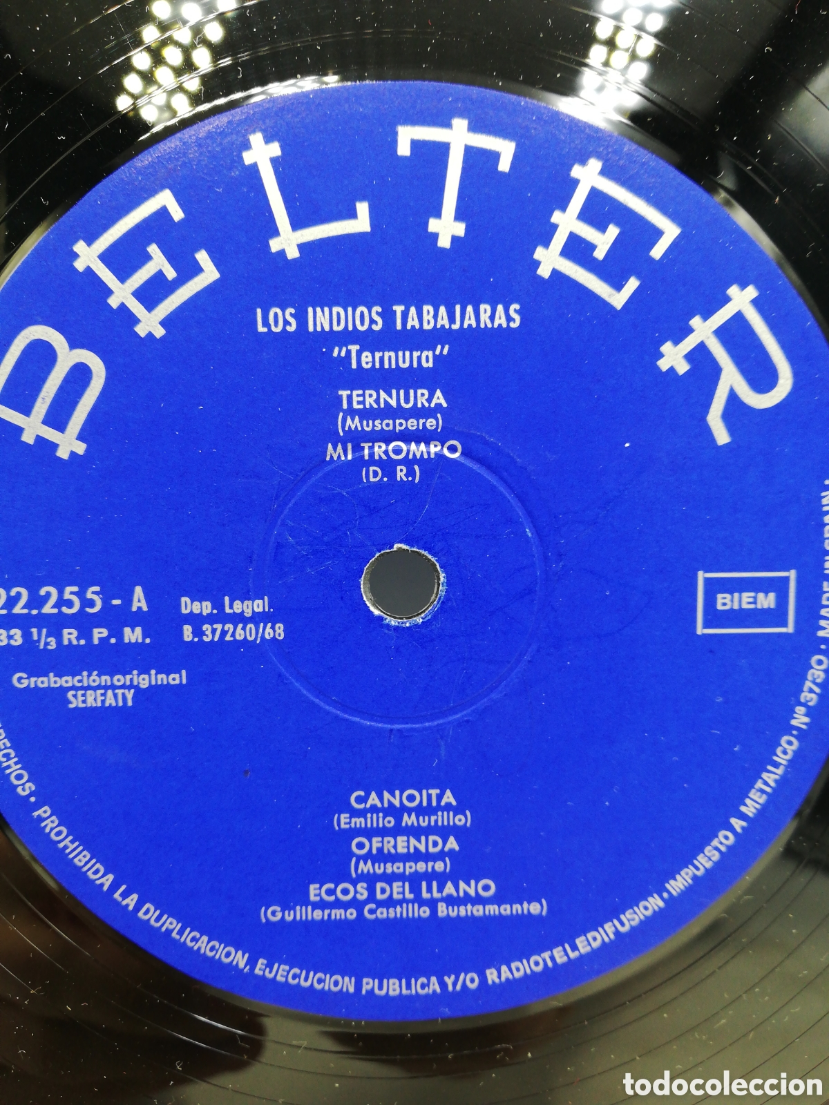 Discos de vinilo: Los Indios Tabajaras. Ternura. Sello Belter. - Foto 5