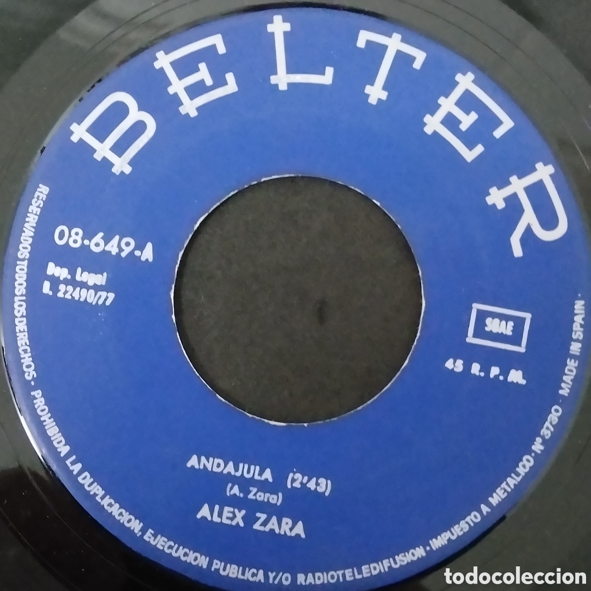 Discos de vinilo: ALEX ZARA - ANDAJULA - 1977 - SINGLE 7&rdquo; - Foto 3