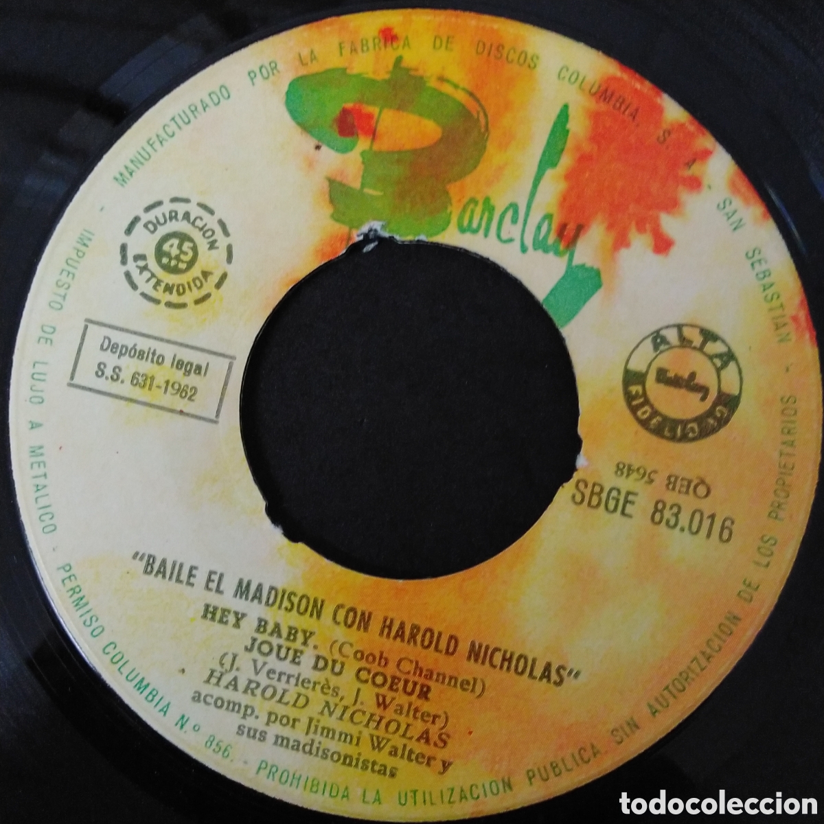 Discos de vinilo: HAROLD NICHOLAS - BAILE EL MADISON CON - EP - 1962 - SINGLE 7&rdquo; - Foto 5