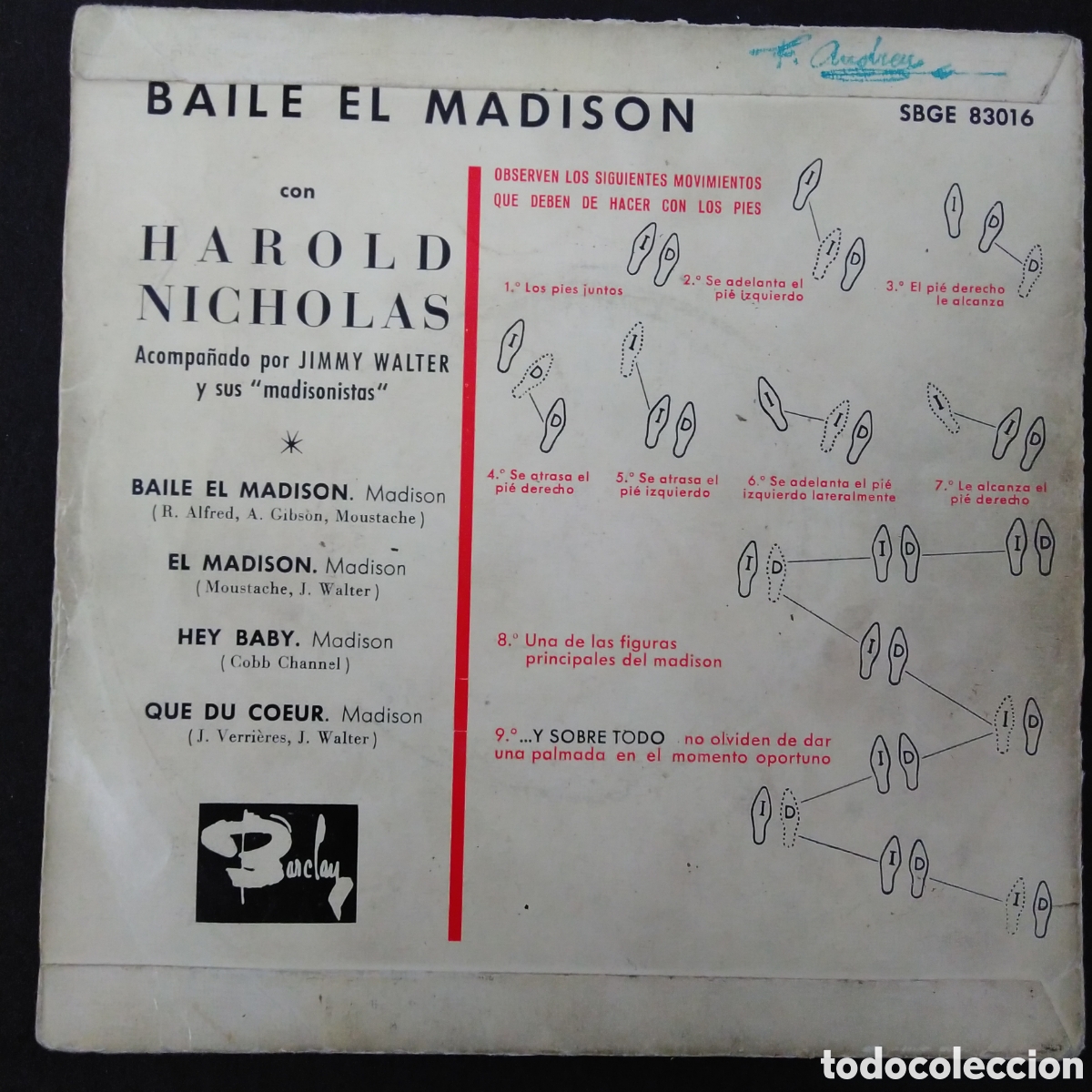 Discos de vinilo: HAROLD NICHOLAS - BAILE EL MADISON CON - EP - 1962 - SINGLE 7&rdquo; - Foto 2