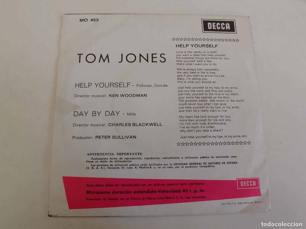 Discos de vinilo: TOM JONES-SINGLE HELP YOURSELF - Foto 2