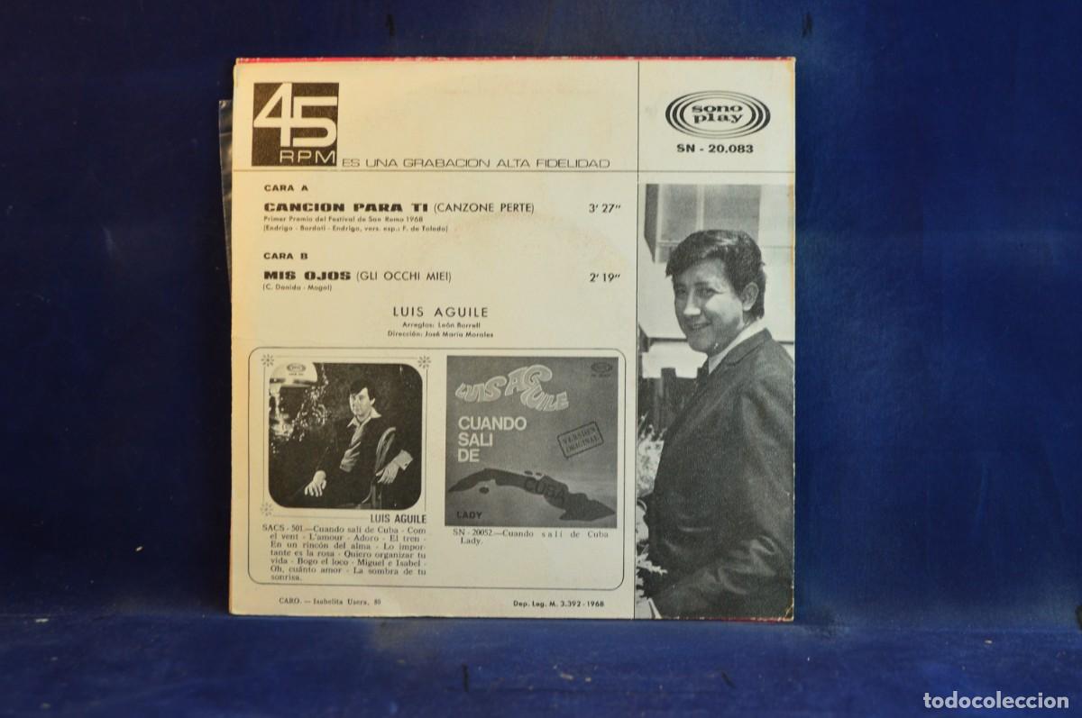 Discos de vinilo: LUIS AGUILE - CANCION PARA TI - MIS OJOS - SINGLE - Foto 2