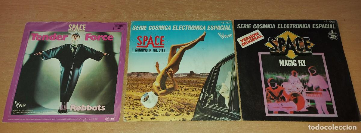Discos de vinilo: 3 single vinilo 7&rdquo; SPACE MAGIC FLY TENDER ROBOT RUNNING CITY - Foto 1