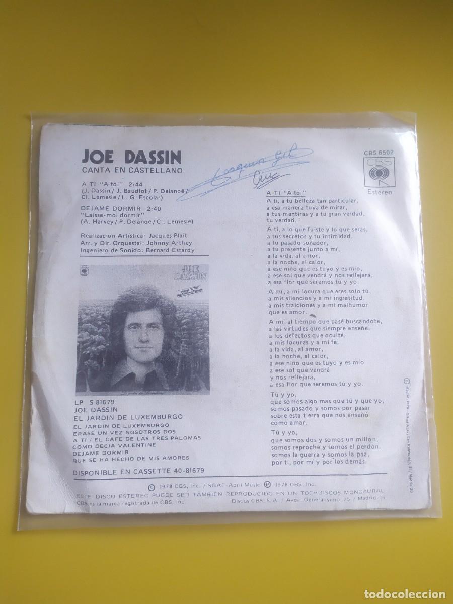 Discos de vinilo: Joe Dassin - A ti / D&eacute;jame dormir 1978 - Foto 2