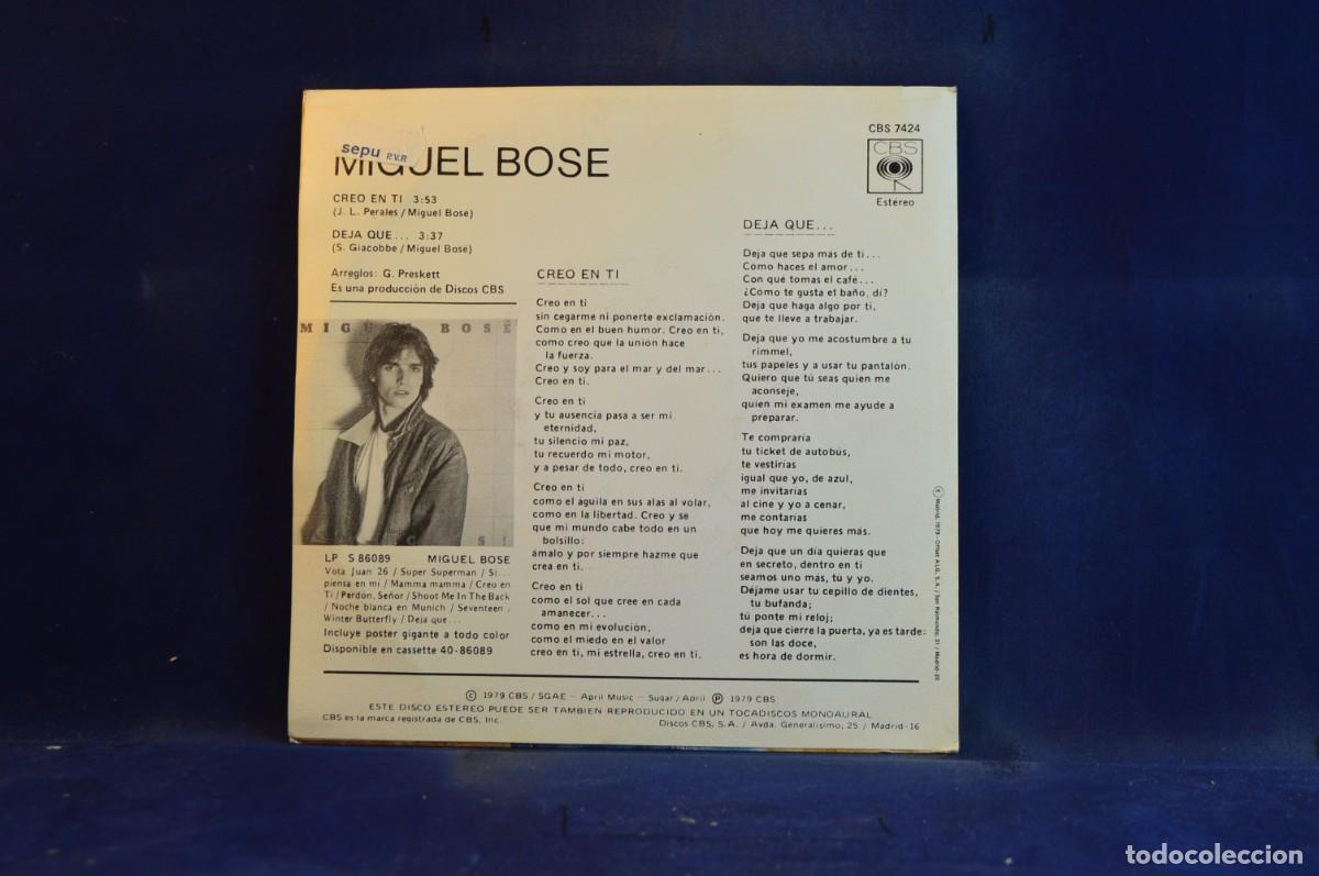 Discos de vinilo: MIGUEL BOSE - CREO EN TI - DEJA QUE - SINGLE - Foto 2