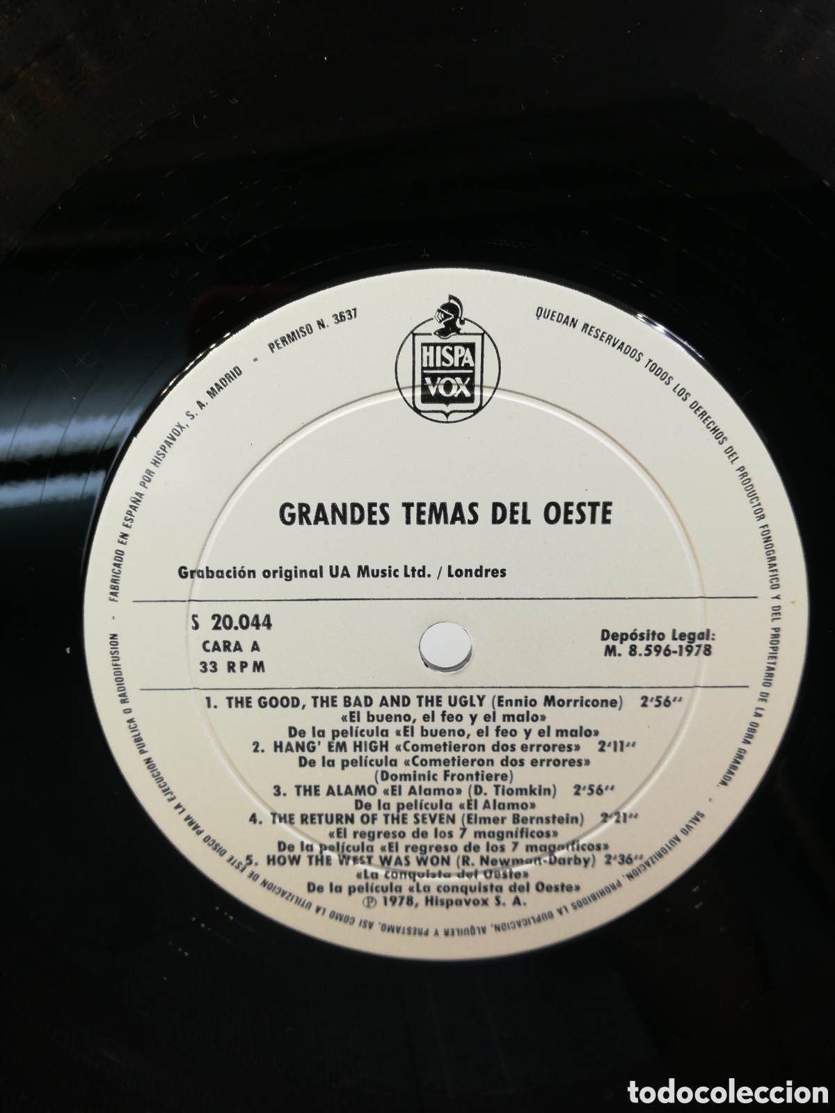 Discos de vinilo: Disco de vinilo. Grandes Temas del Oeste. Hispavox. S 20.044. - Foto 5