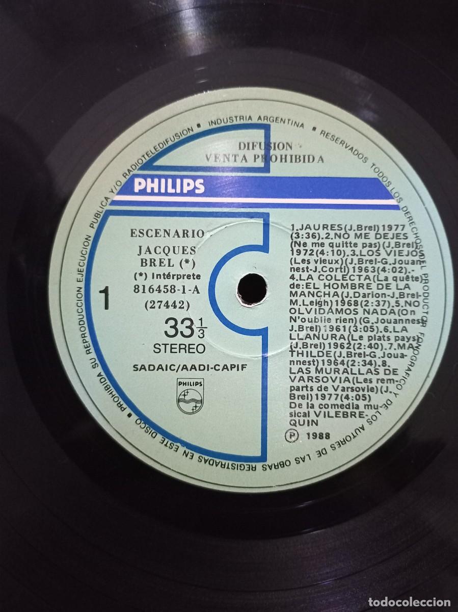 Discos de vinilo: JACQUES BREL - ESCENARIO / LP 27442 - 1988 - Foto 3