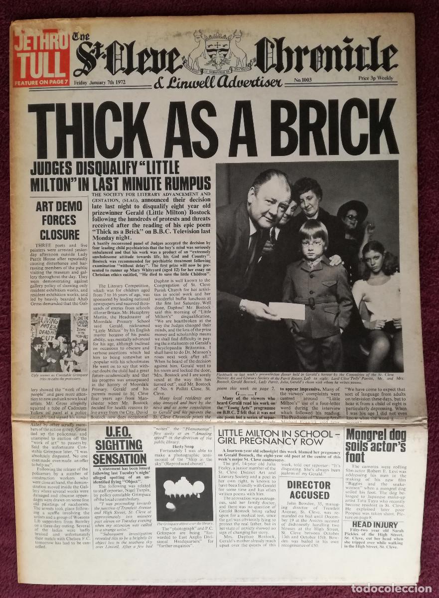 Discos de vinilo: JETHRO TULL - THICK AS A BRICK (ARIOLA 1976) - COMPLETO - Foto 1