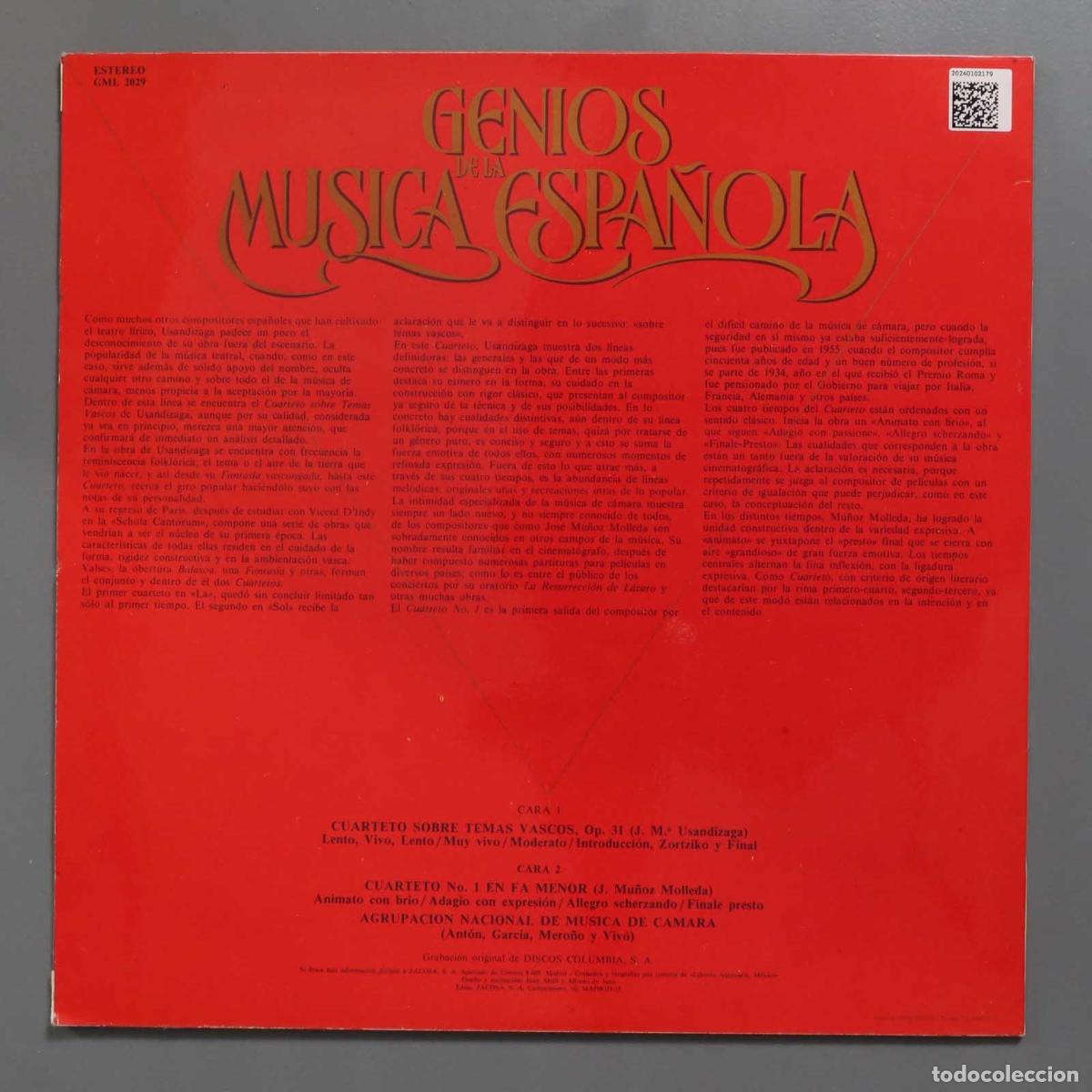 Discos de vinilo: LP. USANDIZAGA. MOLLEDA. 29 - Foto 2