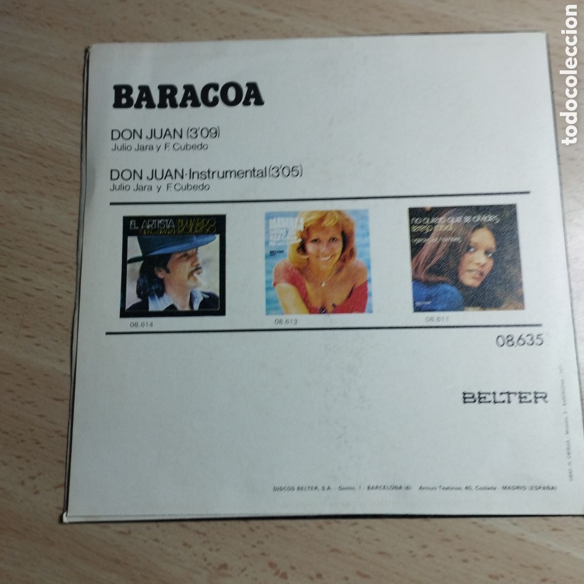 Discos de vinilo: Single 7&rdquo; Baracoa 1977 Don Juan. 2 versiones. - Foto 2