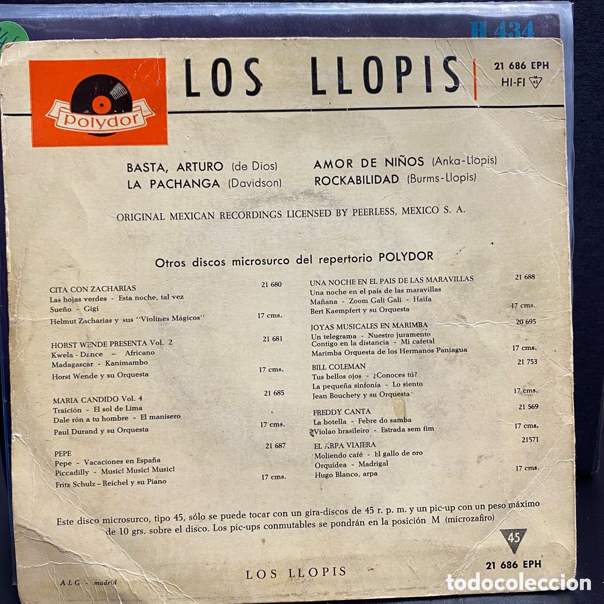 Discos de vinilo: Los Llopis - Basta, Arturo (7&rdquo;, EP) - Foto 2