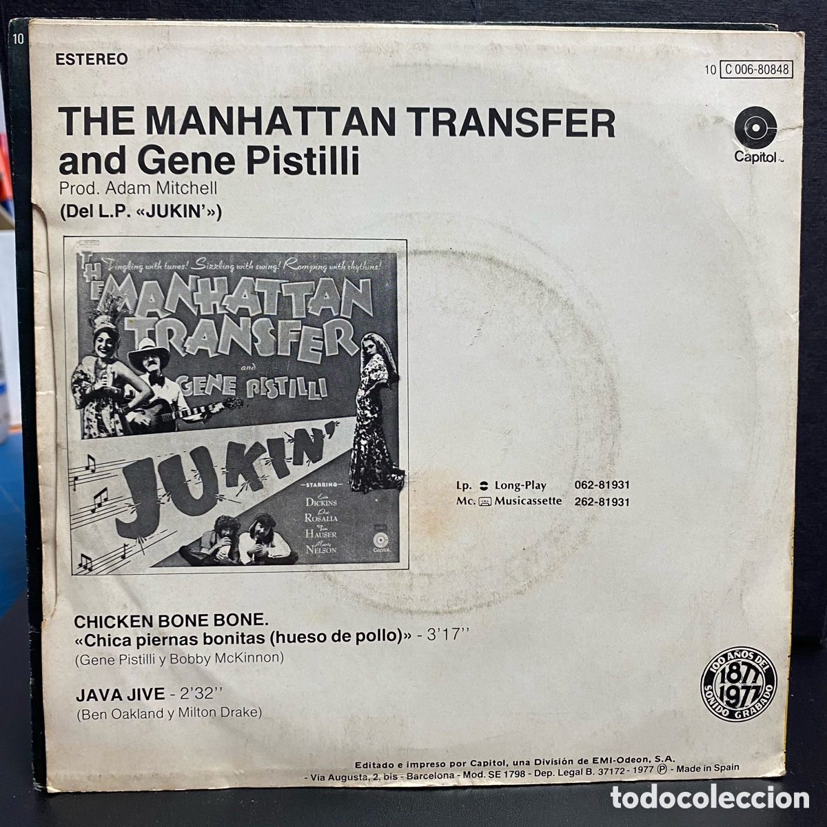 Discos de vinilo: Manhattan Transfer and Eugene Pistilli - Chicken Bone Bone (7&rdquo;, Single) - Foto 2