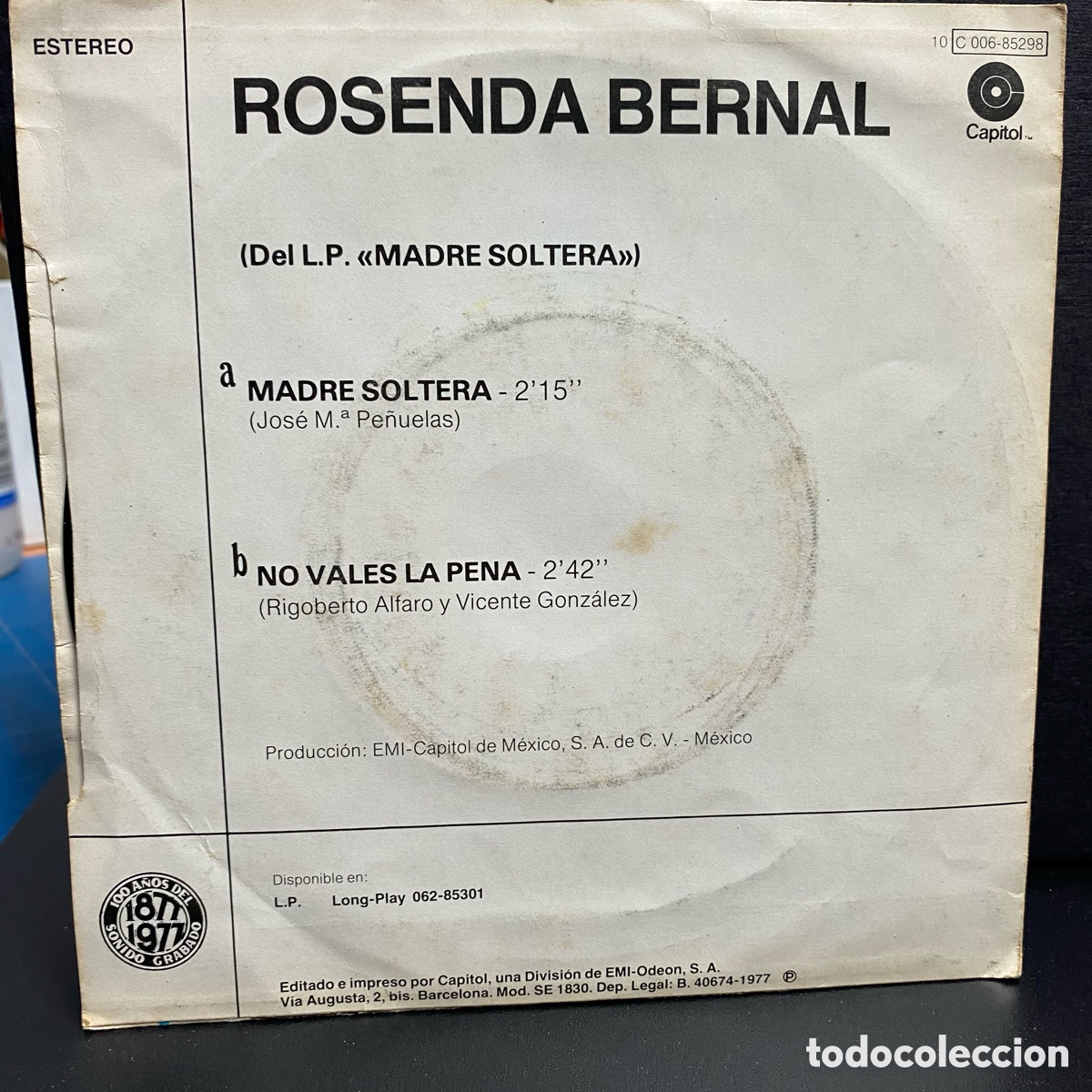 Discos de vinilo: Rosenda Bernal - Madre Soltera (7&rdquo;, Single) - Foto 2