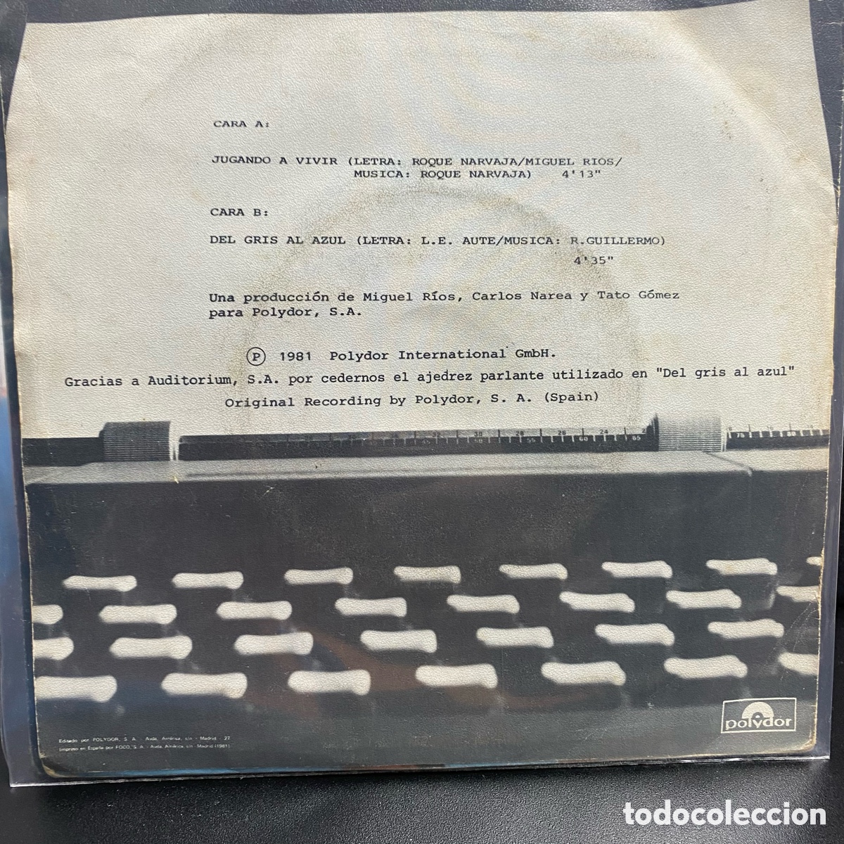 Discos de vinilo: Miguel R&iacute;os - Jugando A Vivir (7&rdquo;, Single) - Foto 2