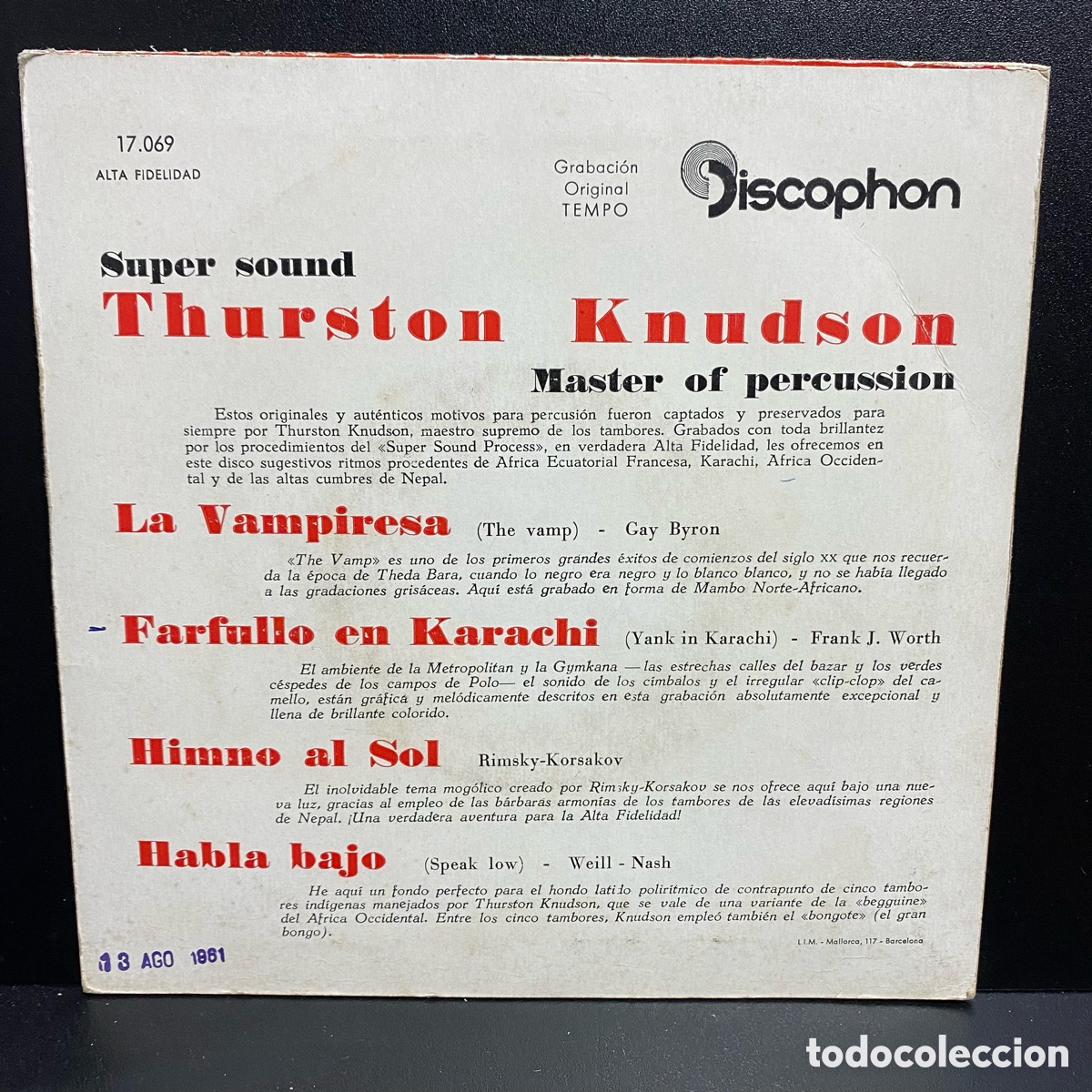 Discos de vinilo: Thurston Knudson - Master Of Percussion (7&rdquo;) - Foto 2