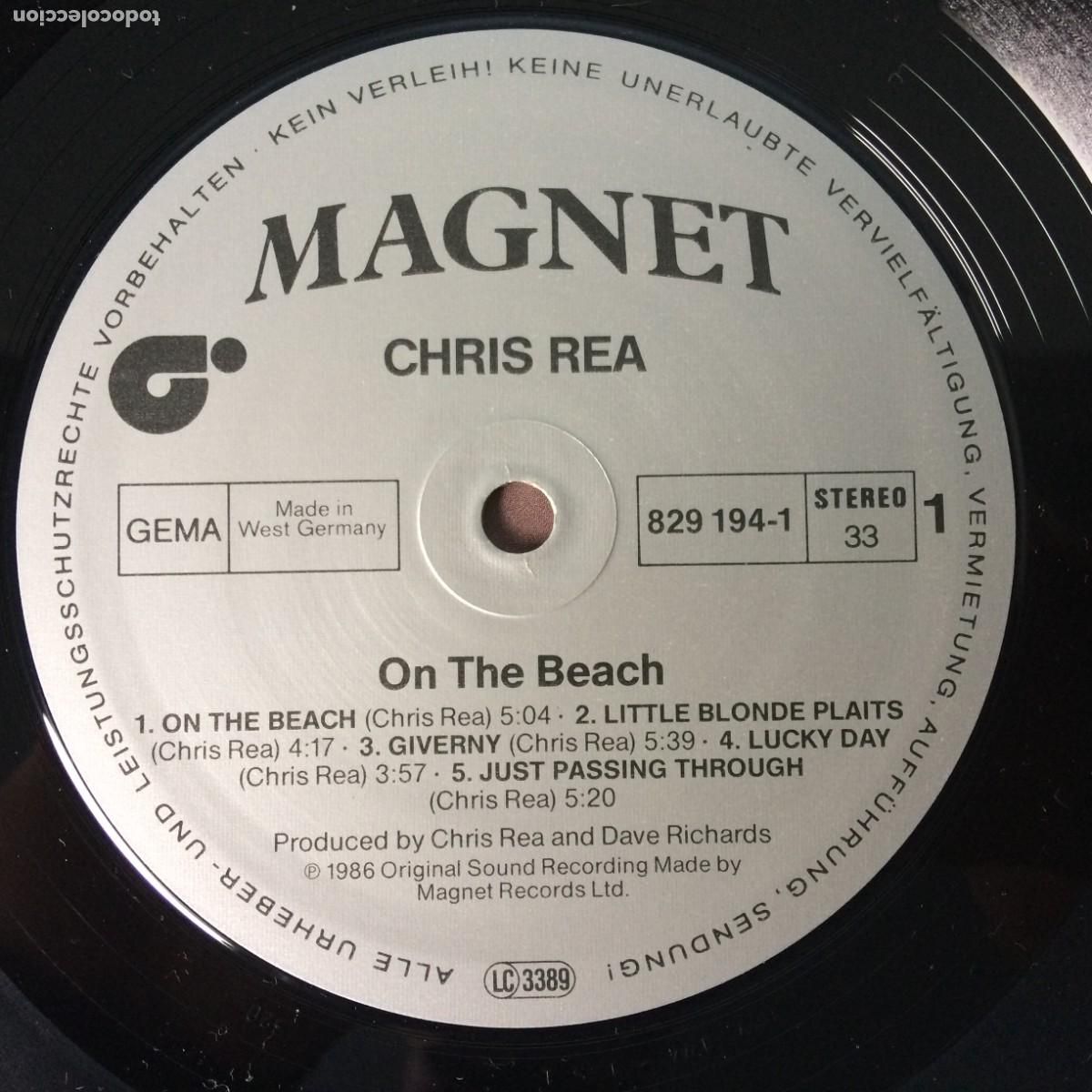 Discos de vinilo: Chris Rea &lrm;&ndash; On The Beach , Germany 1986 Magnet - Foto 5