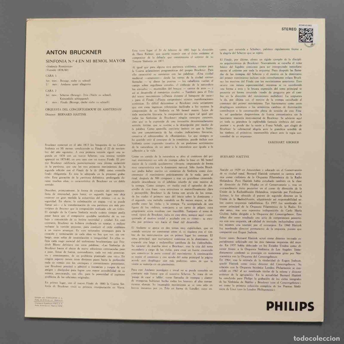 Discos de vinilo: LP. Haitink &ndash; SINFONIA 4. BRUCKNER - Foto 2