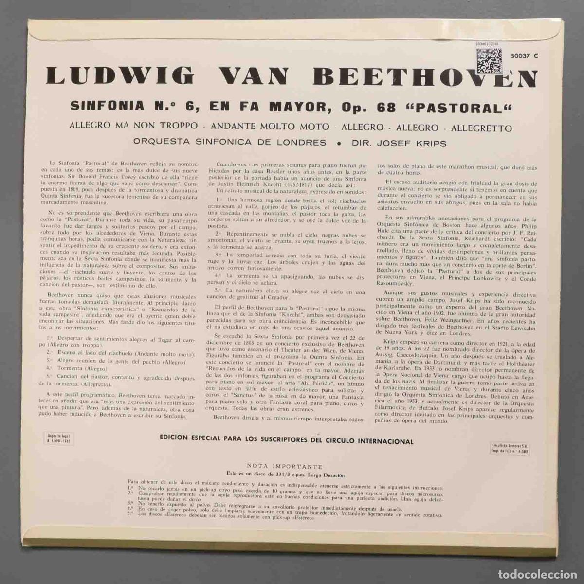 Discos de vinilo: LP. SINFONIA 6. KRIPS. BEETHOVEN - Foto 2