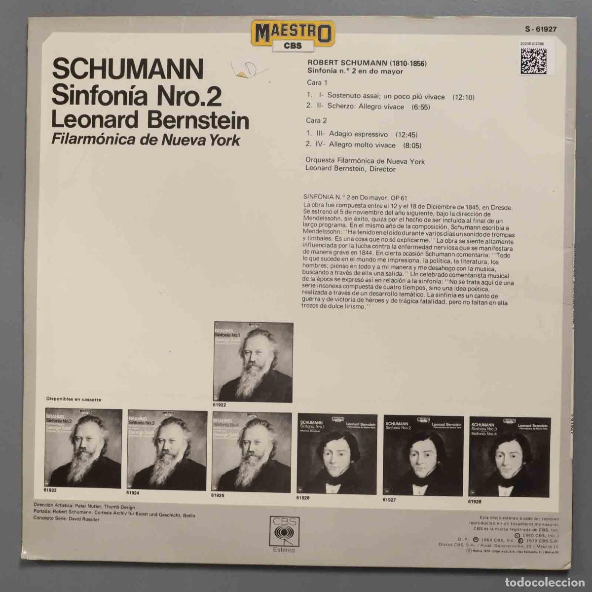 Discos de vinilo: LP. SCHUMANN. SINFONIA 2 CBS BERNSTEIN - Foto 2