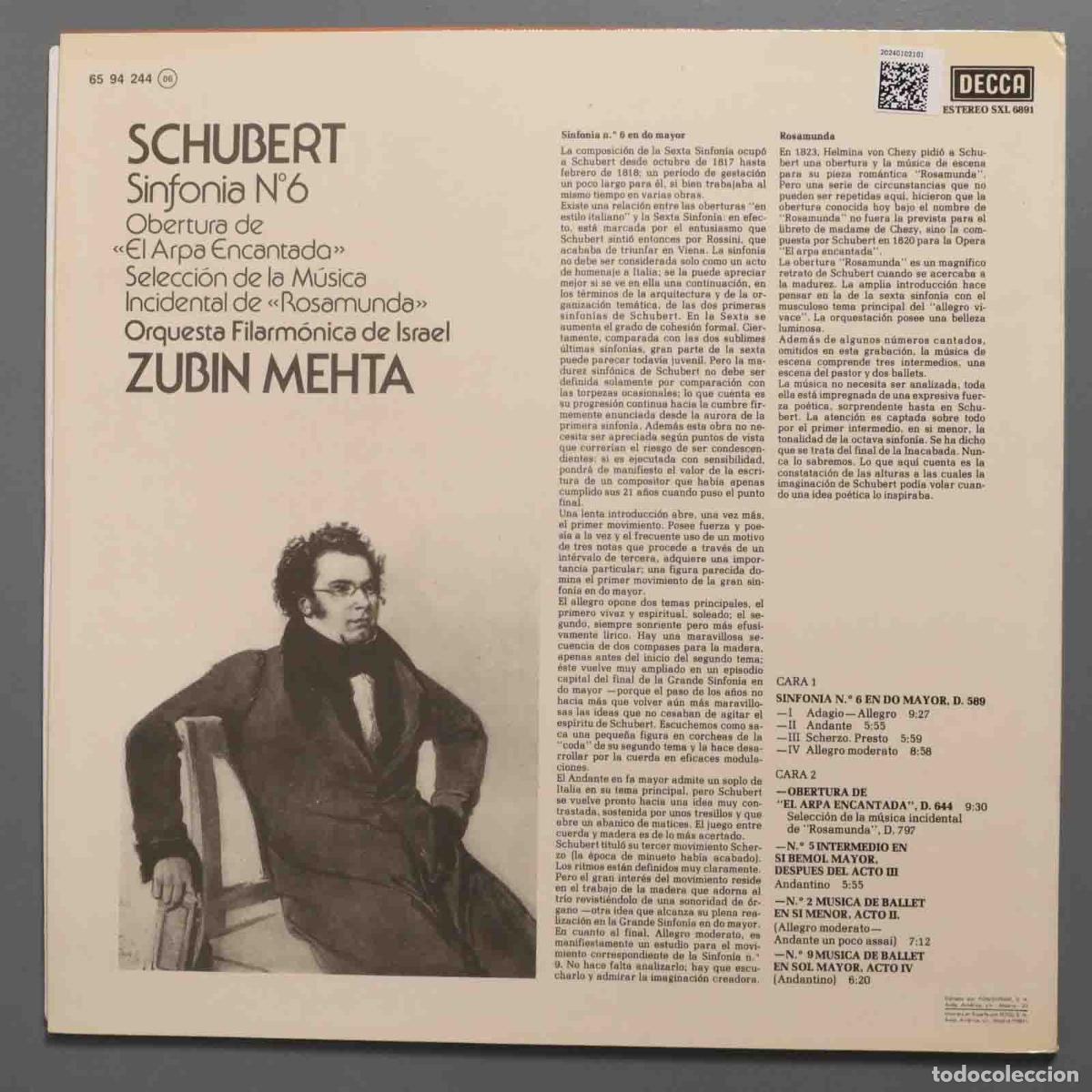Discos de vinilo: LP. SINFONIA 6. SCHUBERT. MEHTA - Foto 2