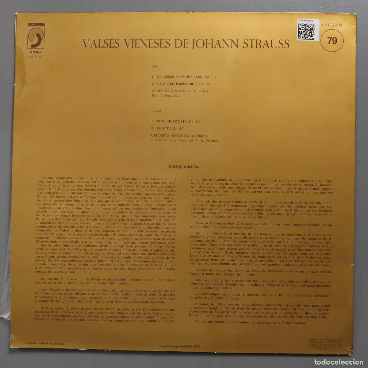 Discos de vinilo: LP. VALSES VIENESES DE STRAUSS - Foto 2