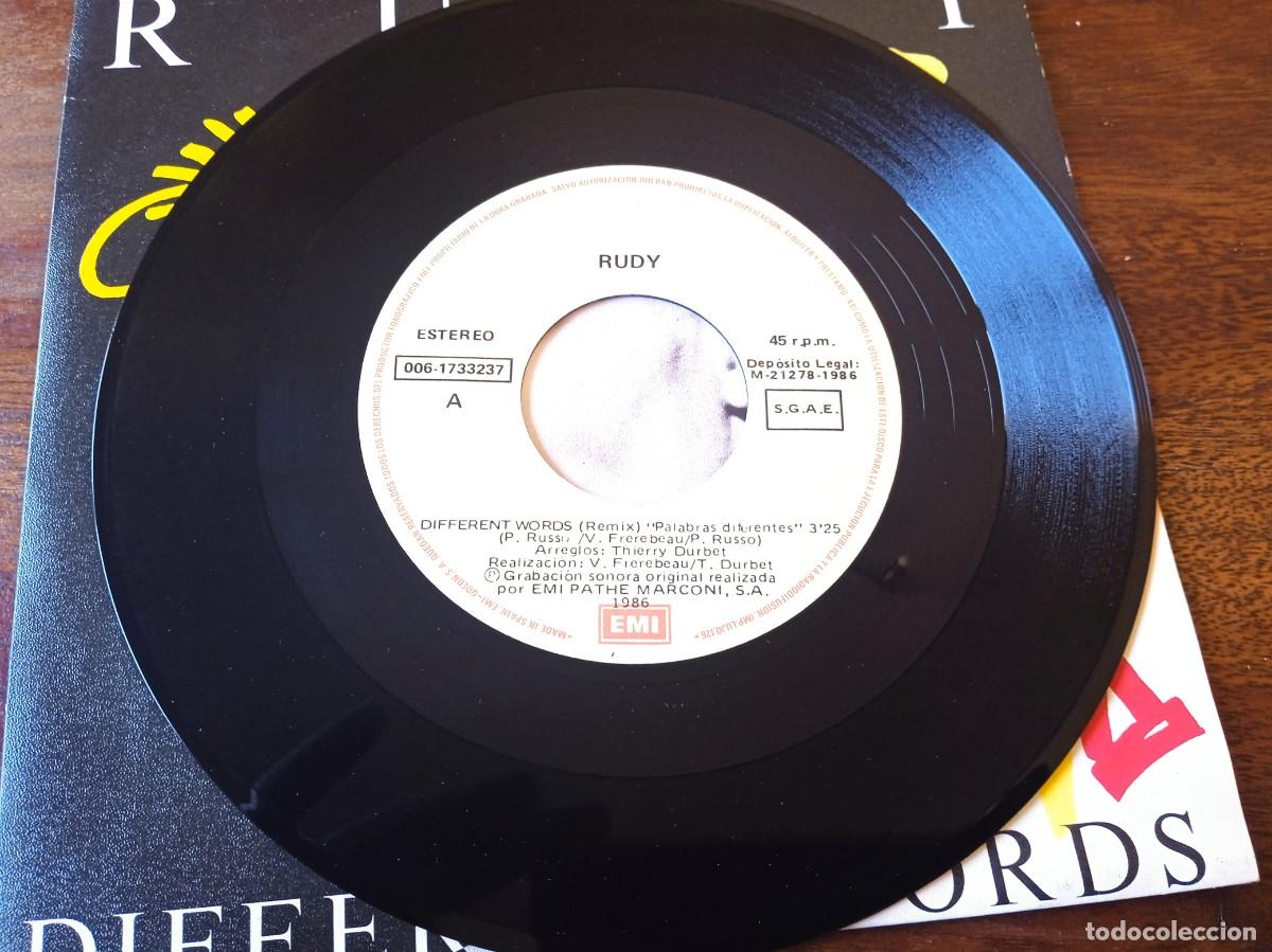 Discos de vinilo: Rudy - Different Words, Remix - Single original EMI 1986 - Foto 3