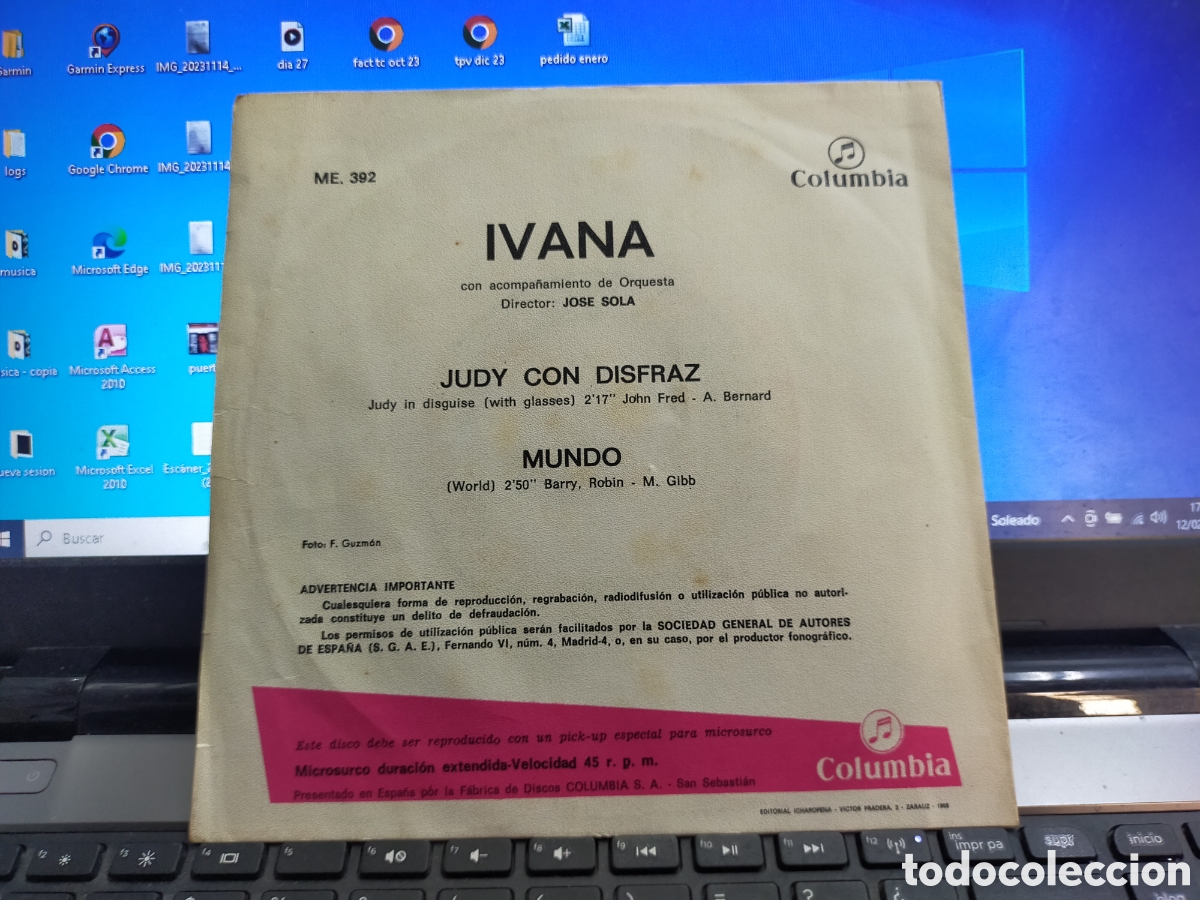 Discos de vinilo: Ivana single Judy con disfraz 1967 - Foto 2