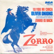 Discos de vinilo: OLIVER ONIONS - ZORRO IS BACK / TO YOU MI CHICA - SG PROMO SPAIN 1975 - RCA TPBO1106