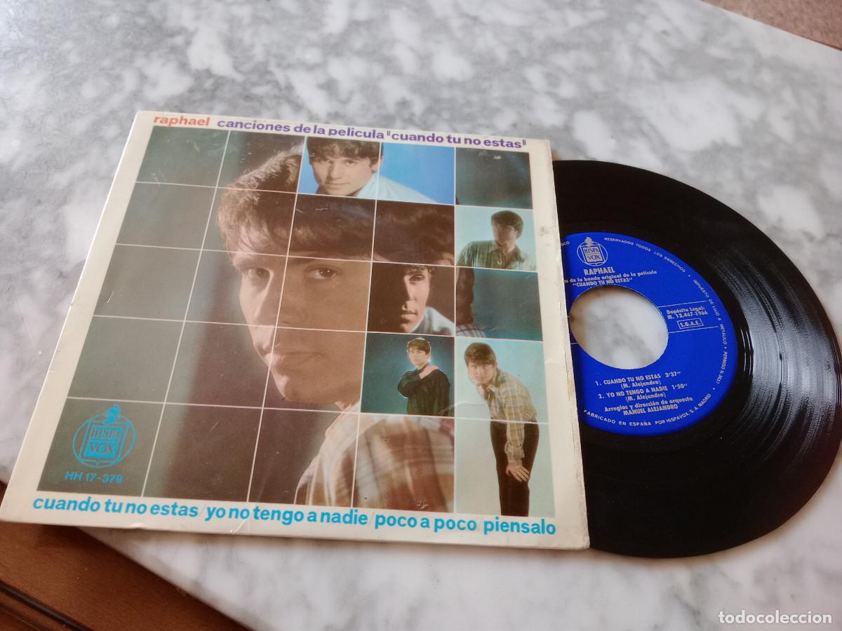 Discos de vinilo: RAPHAEL CANCIONES DE LA PELICULA CUANDO T&Uacute; NO ESTAS - Foto 1