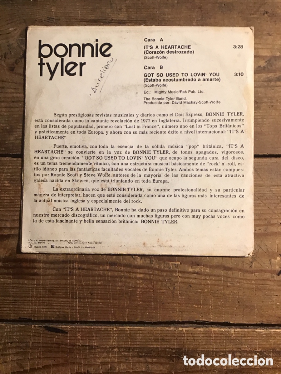 Discos de vinilo: Bonnie Tyler It&rsquo;s A Heartache - Foto 2
