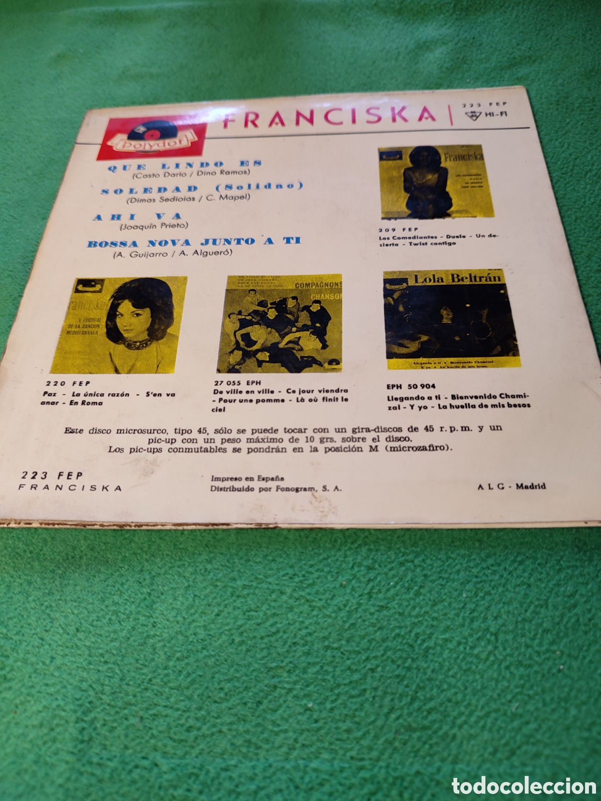 Discos de vinilo: Franciska - Que lindo es + 3 - Foto 2