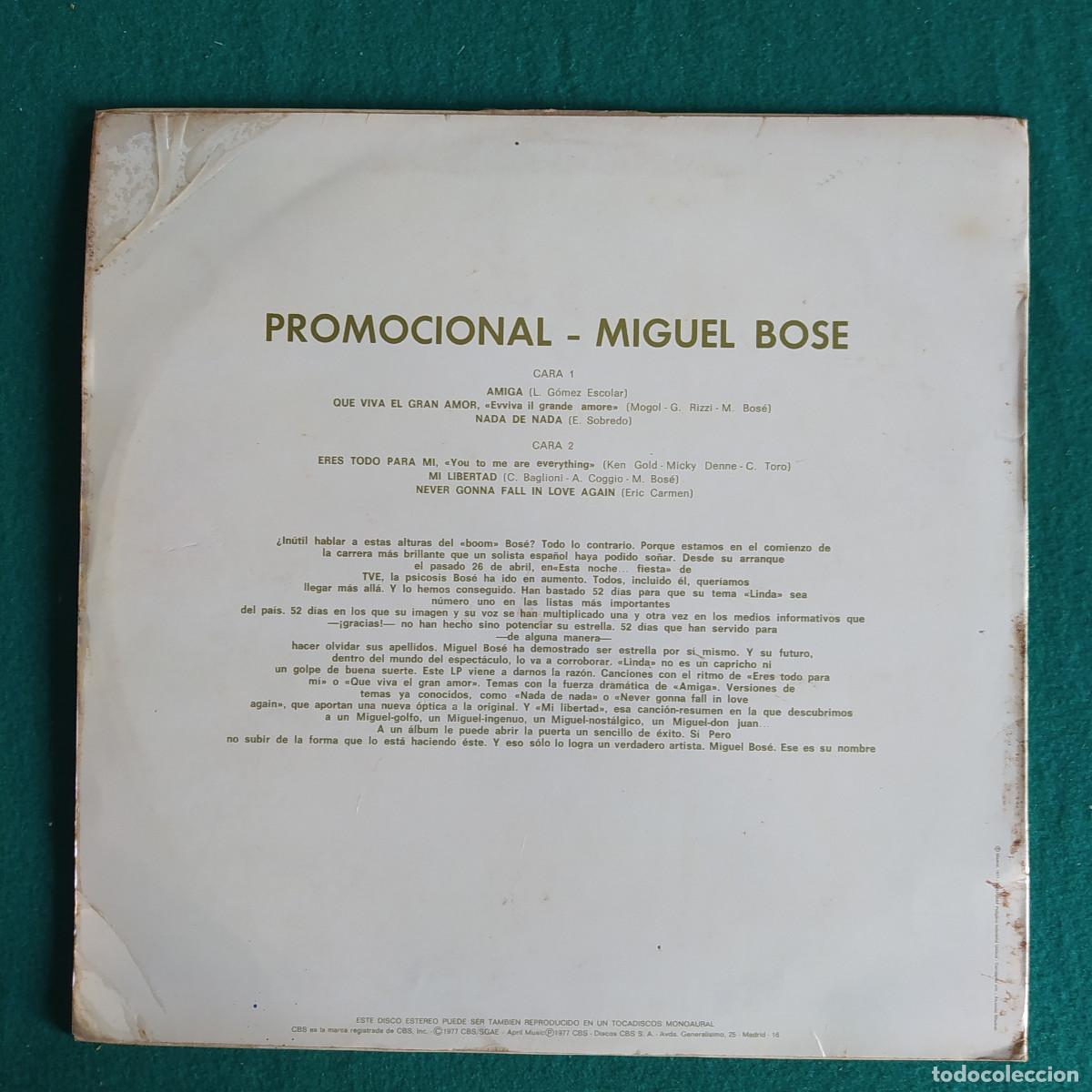 Discos de vinilo: MIGUEL BOSE / PROMOCIONAL - Foto 2