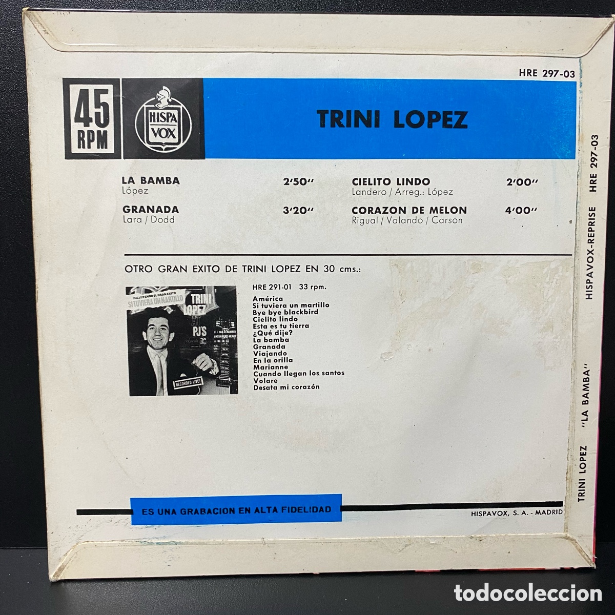 Discos de vinilo: Trini Lopez - Trini Lopez (7&rdquo;, EP) - Foto 2