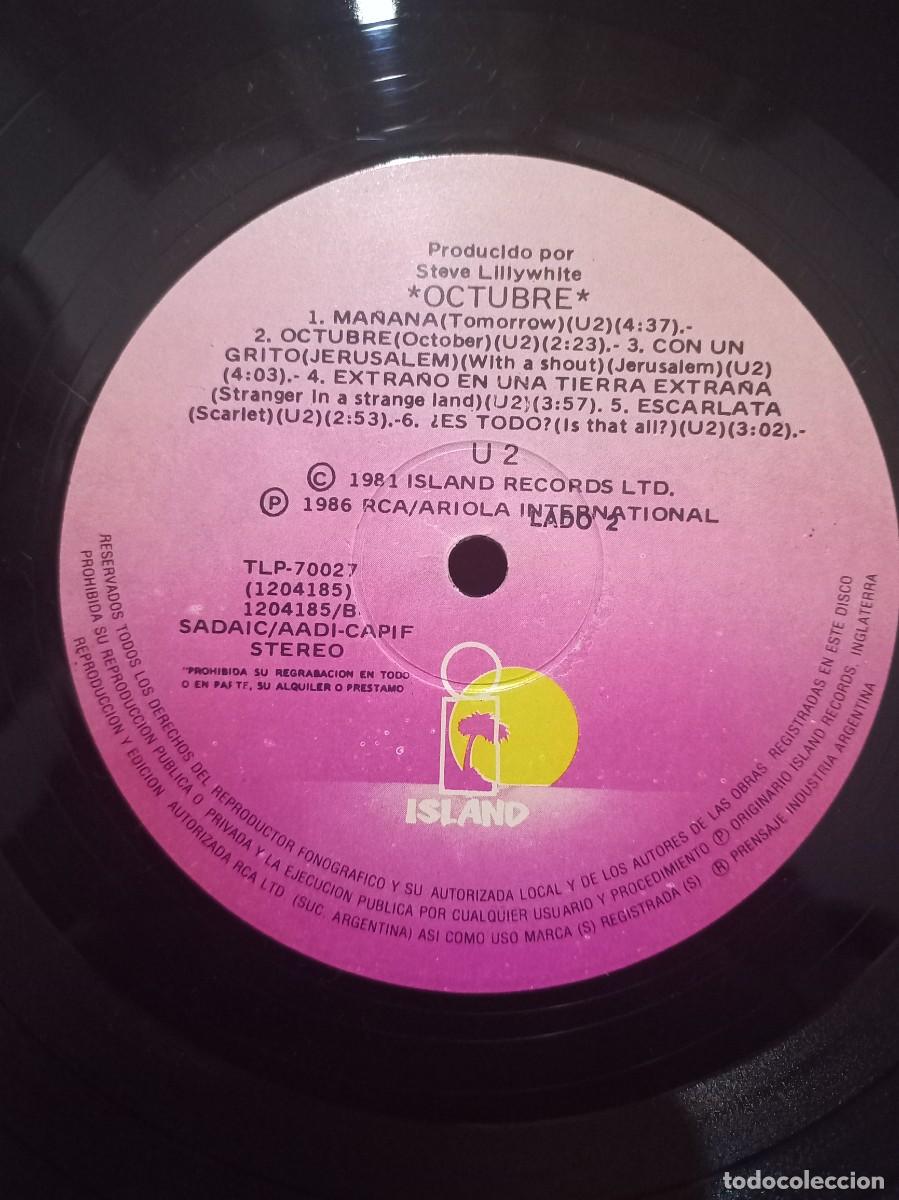 Discos de vinilo: U2 - OCTOBER / TLP-70027 - 1986 - Foto 3