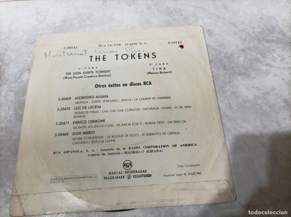 Discos de vinilo: The Tokens single -1962- - Foto 2