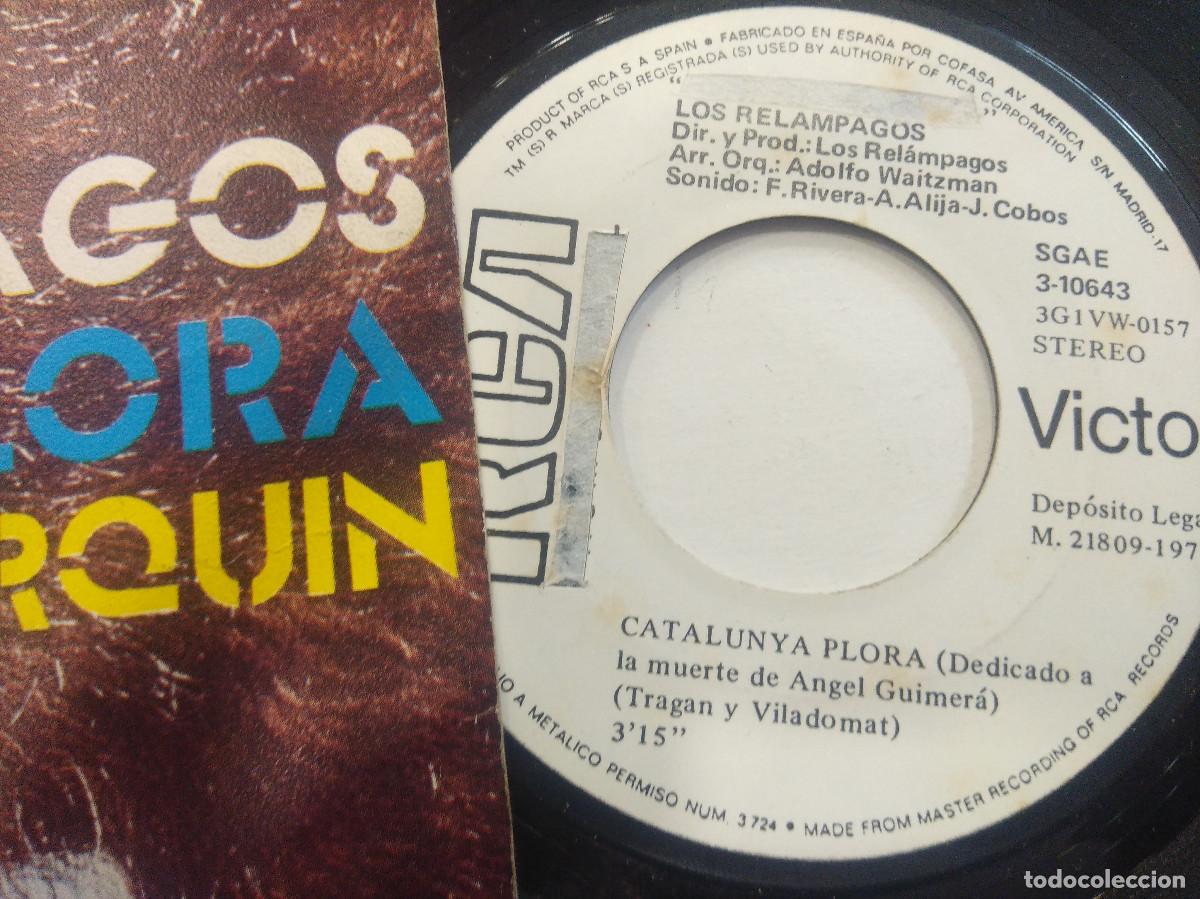 Discos de vinilo: LOS RELAMPAGOS/CATALUNYA PLORA/SINGLE. - Foto 2