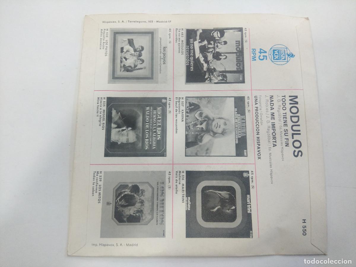 Discos de vinilo: MODULOS/NADA ME IMPORTA/SINGLE. - Foto 3