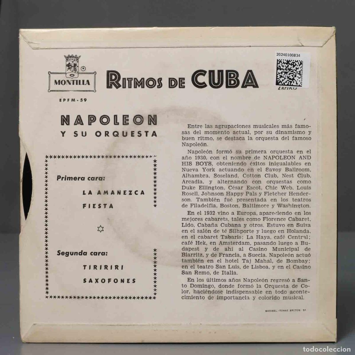 Discos de vinilo: EP. Napole&oacute;n Y Su Orquesta &ndash; Ritmos De Cuba - Foto 2
