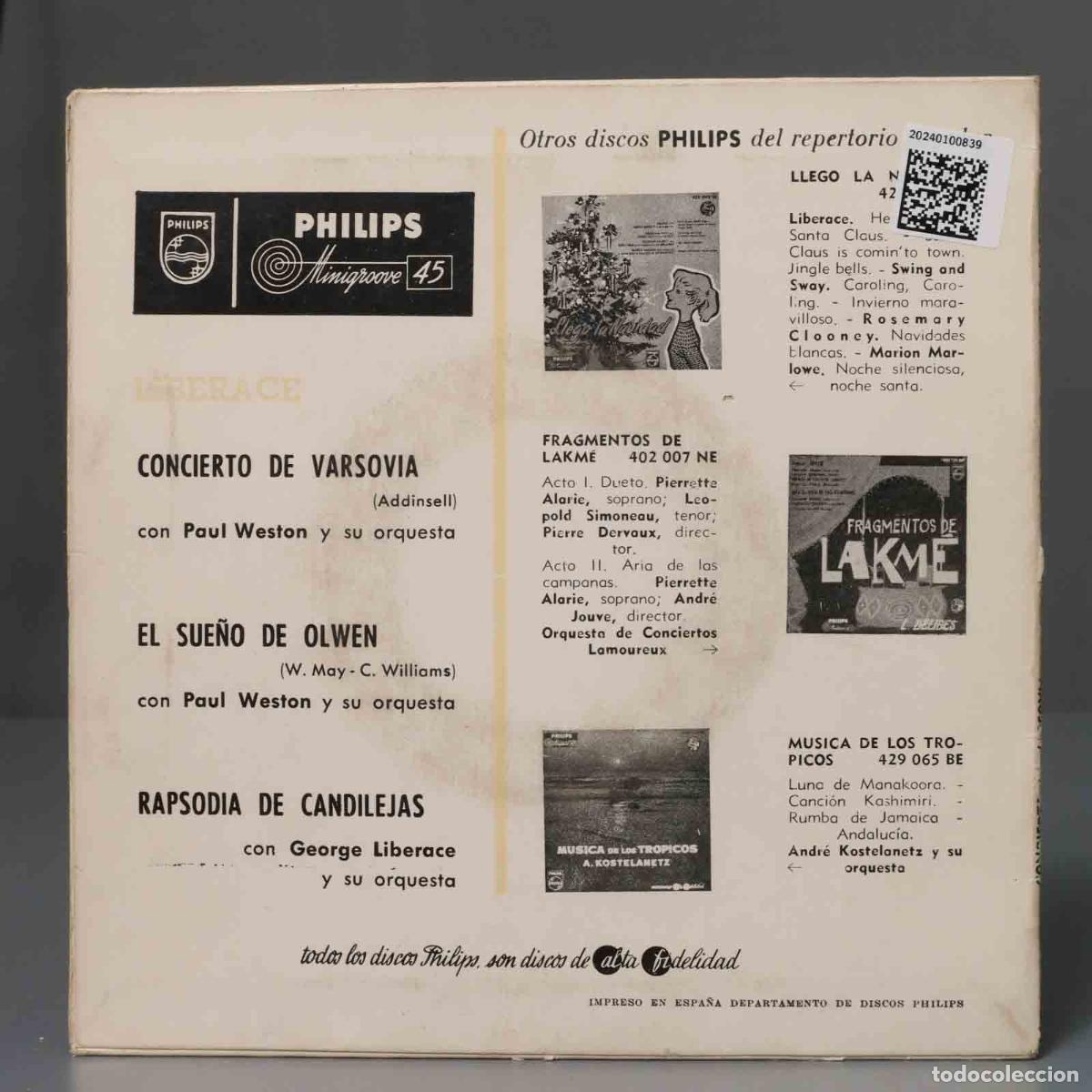 Discos de vinilo: EP. Liberace &ndash; Concierto De Varsovia - Foto 2